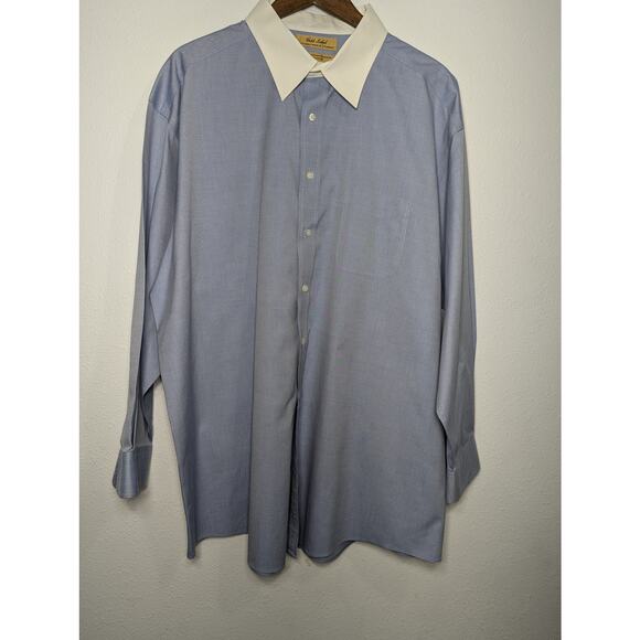 Roundtree & Yorke Gold Label Non-Iron Pinpoint Blue Dress Shirt Size 18/34 - Picture 1 of 7